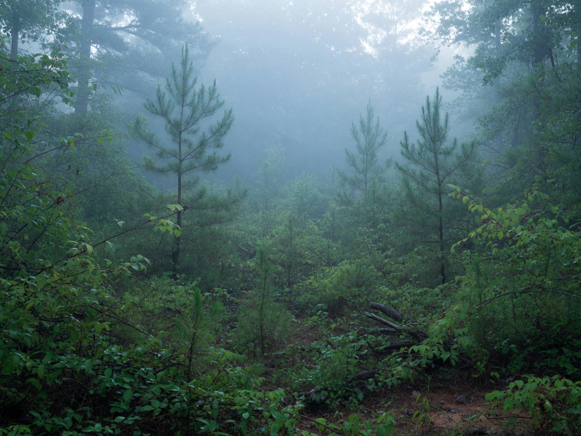 Dense overgrown woodlot ready for raw land clearing and forestry mulching